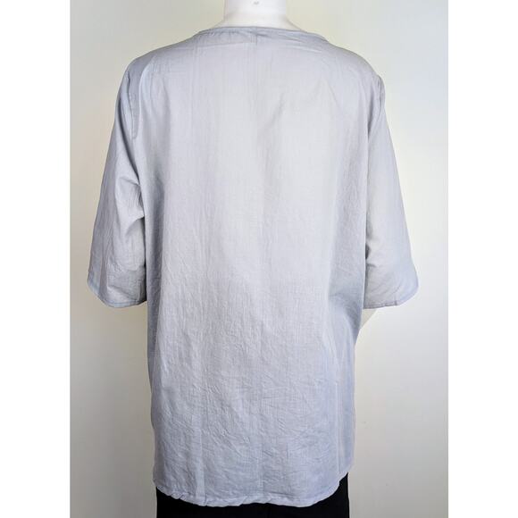 Misslook Tunic Top 3X Gray White Floral V-Neck Short Half Sleeve Lightweight - Picture 5 of 10